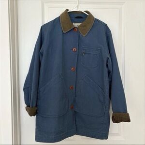 LL Bean Vintage 90’s Canvas Chore Barn Jacket Medium OJV93 Corduroy Collar Blue